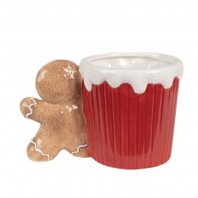 26CEMU0160 Mok Gingerbread man 350 ml Rood Bruin Keramiek Drinkbeker