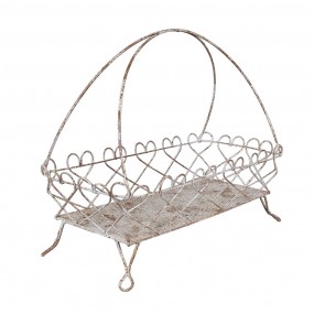 26Y5618 Etagere 50x24x41 cm White Brown Iron Fruit Bowl Stand