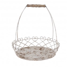 26Y5619 Decorative Basket Set of 2 Ø39/ Ø30 White Brown Iron