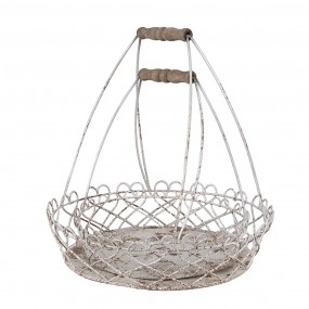 26Y5619 Decorative Basket Set of 2 Ø39/ Ø30 White Brown Iron