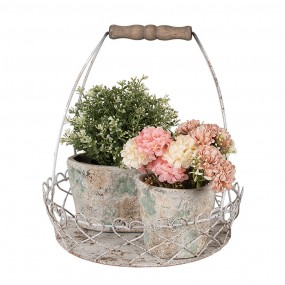 26Y5619 Decorative Basket Set of 2 Ø39/ Ø30 White Brown Iron