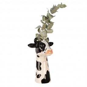 26CE1851 Vase Cow 20x19x32 cm White Black Ceramic