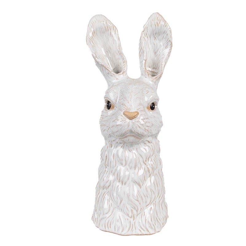 6CE1852 Vase Lapin 13x14x33 cm Blanc Céramique