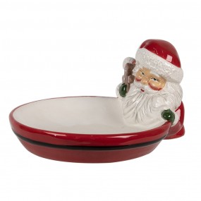 26CE1853 Decorative Bowl 19x16x10 cm Red Ceramic Santa Claus Serving Platter