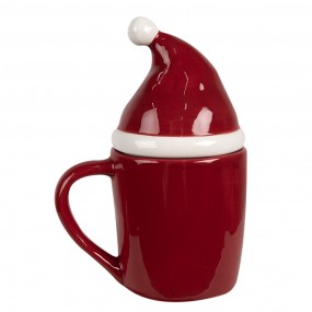 26CEMU0155 Mok Kerstmuts 300 ml Rood Keramiek Drinkbeker