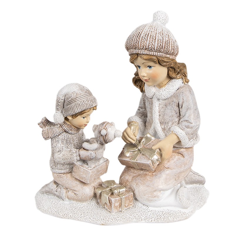 6PR4163 Decoratie Beeld Kinderen 15 cm Beige Kunststof