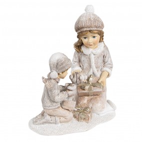 26PR4163 Decoratie Beeld Kinderen 15 cm Beige Kunststof