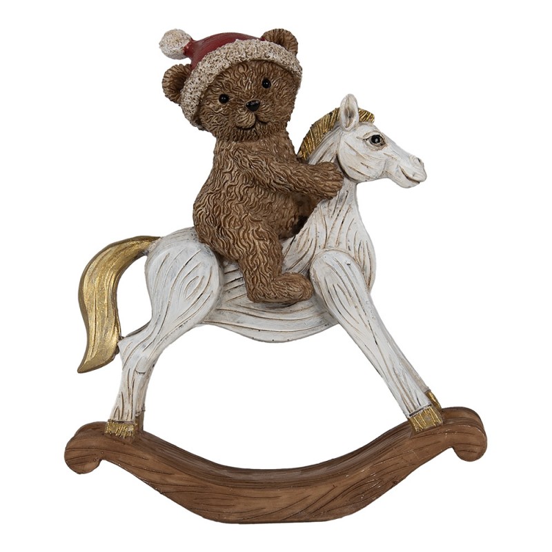 6PR4169 Statuetta decorativa Cavallo a dondolo 14 cm Marrone Plastica Orso