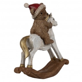 26PR4169 Decorative Figurine Rocking Horse 14 cm Brown Plastic Bear