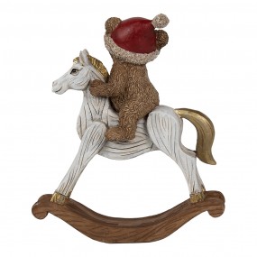 26PR4169 Statuetta decorativa Cavallo a dondolo 14 cm Marrone Plastica Orso