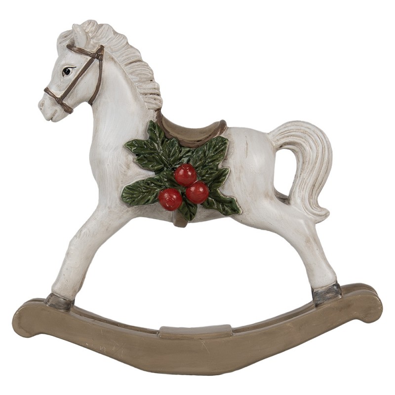 6PR4171 Decoratie Beeld Hobbelpaard 16 cm Wit Kunststof