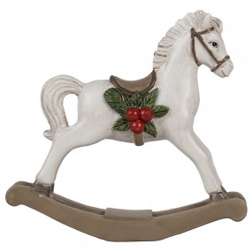 26PR4171 Figurine décorative Cheval à bascule 16 cm Blanc Plastique