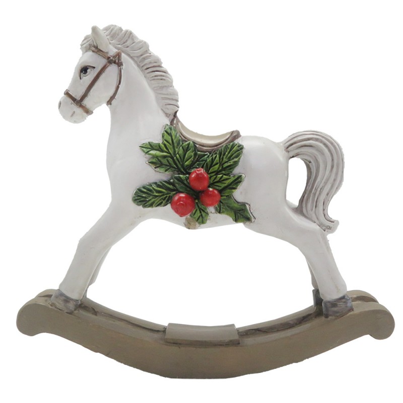 6PR4172 Decoratie Beeld Hobbelpaard 11 cm Wit Kunststof