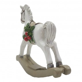 26PR4172 Figurine décorative Cheval à bascule 11 cm Blanc Plastique