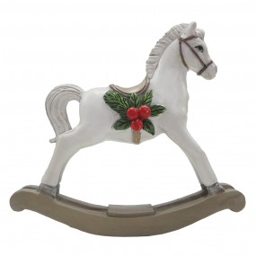 26PR4172 Figurine décorative Cheval à bascule 11 cm Blanc Plastique