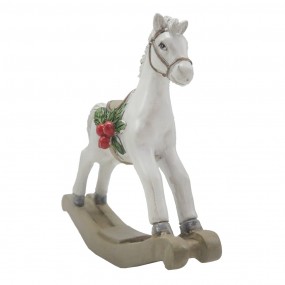 26PR4172 Figurine décorative Cheval à bascule 11 cm Blanc Plastique