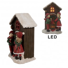 26PR4177 Décoration de Noël avec éclairage LED Maison 13x10x20 cm Marron Plastique