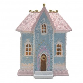 26PR4198 Lebkuchenhaus mit LED 12x9x15 cm Blau Kunststoff