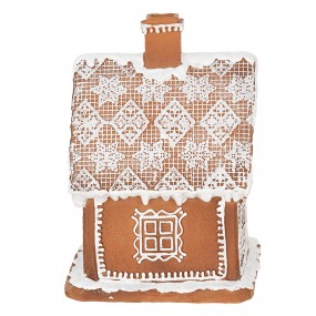 26PR3974 Gingerbread house met LED 18 cm Bruin Polyresin Peperkoekhuisje