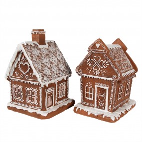 26PR3974 Lebkuchenhaus mit LED 18 cm Braun Polyresin Pfefferkuchenhaus