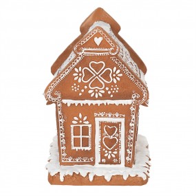 26PR3975 Gingerbread house met LED 17 cm Bruin Polyresin Peperkoekhuisje