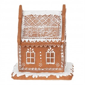 26PR3975 Gingerbread house met LED 17 cm Bruin Polyresin Peperkoekhuisje