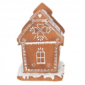 26PR3975 Gingerbread house met LED 17 cm Bruin Polyresin Peperkoekhuisje