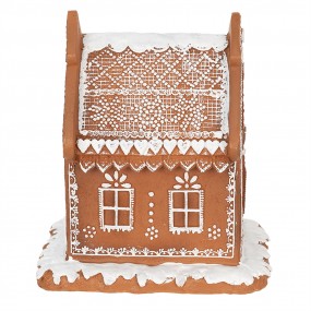 26PR3975 Gingerbread house met LED 17 cm Bruin Polyresin Peperkoekhuisje