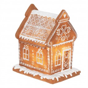 26PR3975 Gingerbread house met LED 17 cm Bruin Polyresin Peperkoekhuisje