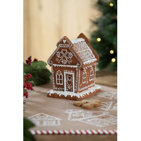 26PR3975 Gingerbread house met LED 17 cm Bruin Polyresin Peperkoekhuisje