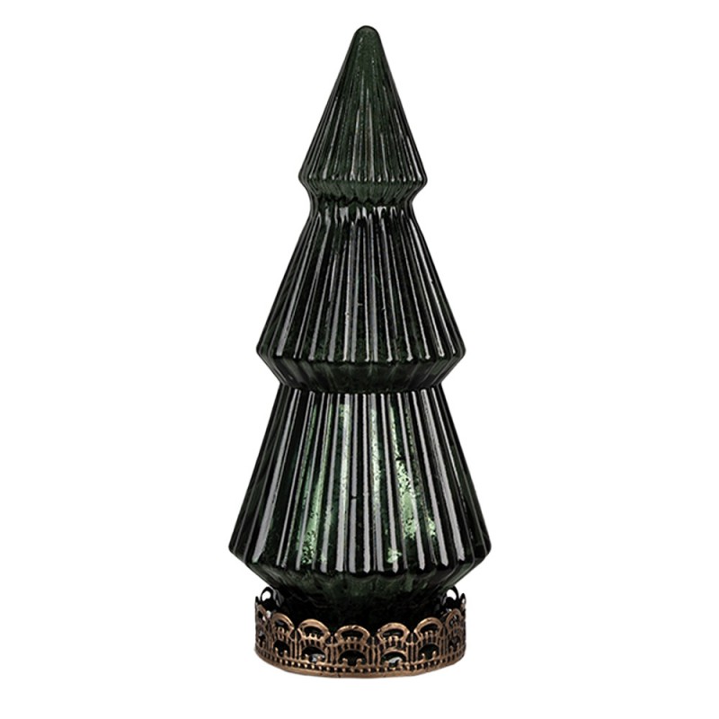 6GL4569GR Christmas Decoration with LED Lighting Christmas Tree Ø 7x16 cm Green Glass