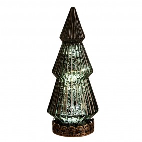 26GL4569GR Décoration de Noël avec éclairage LED Sapin de Noël Ø 7x16 cm Vert Verre