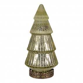 26GL4602 Décoration de Noël avec éclairage LED Sapin de Noël Ø 8x16 cm Jaune Verre