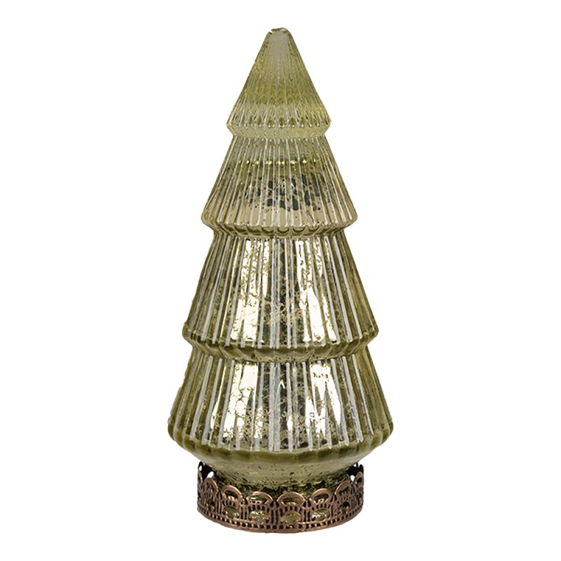 6GL4602 Décoration de Noël avec éclairage LED Sapin de Noël Ø 8x16 cm Jaune Verre