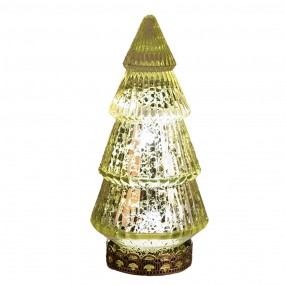 26GL4602 Décoration de Noël avec éclairage LED Sapin de Noël Ø 8x16 cm Jaune Verre