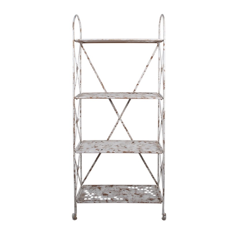 5Y1242 Scaffale da parete 76x47x177 cm Bianco Marrone  Ferro Scaffale da giardino