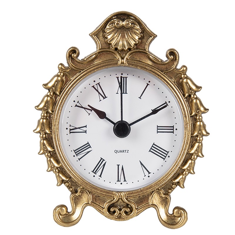 6KL0824 Table Clock 10 cm Gold colored Iron Glass