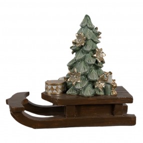 26PR4185 Weihnachtsdekorationsfigur Schlitten 20x8x17 cm Braun Kunststoff