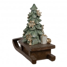 26PR4185 Kerstdecoratie Beeld Slee 20x8x17 cm Bruin Kunststof