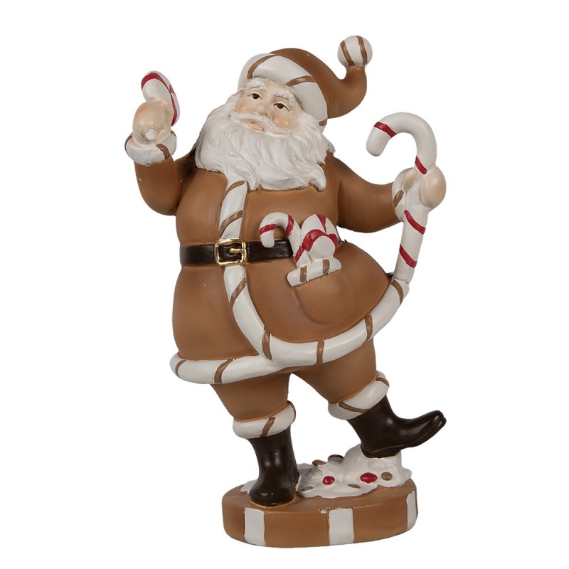 6PR4276 Figure de Noël Père Noël 20 cm Marron Blanc Plastique