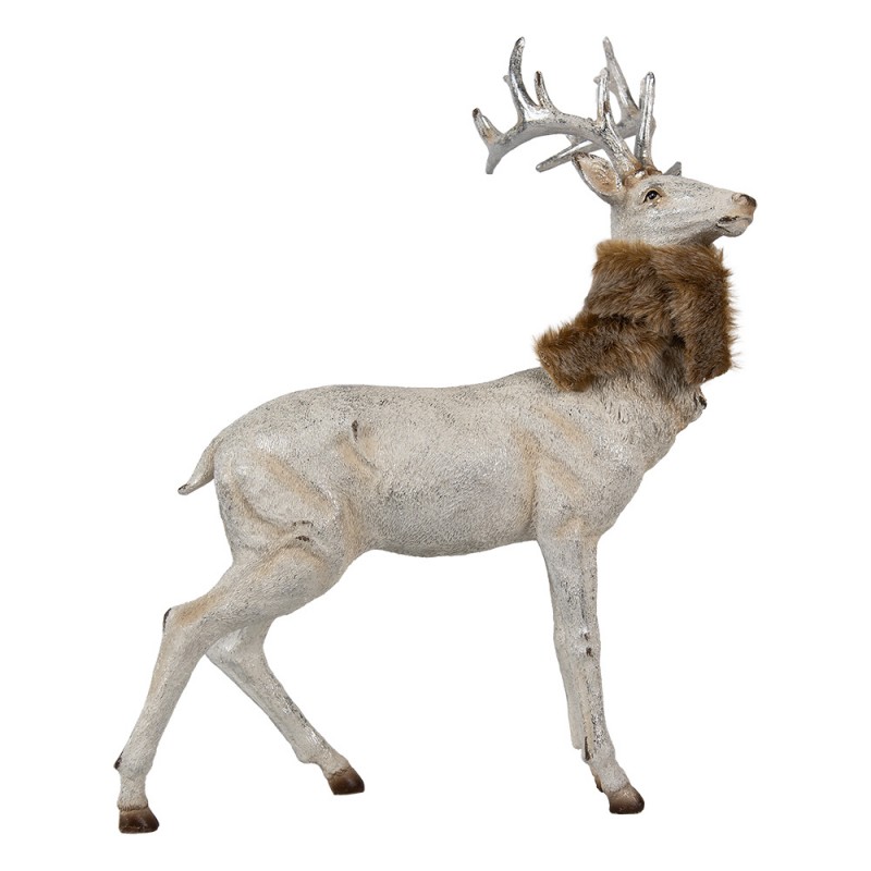 6PR4283 Dekorationsfigur Hirsch 35x16x44 cm Silberfarbig Kunststoff