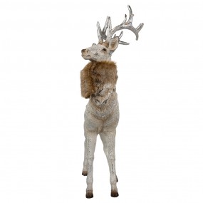 26PR4283 Dekorationsfigur Hirsch 35x16x44 cm Silberfarbig Kunststoff