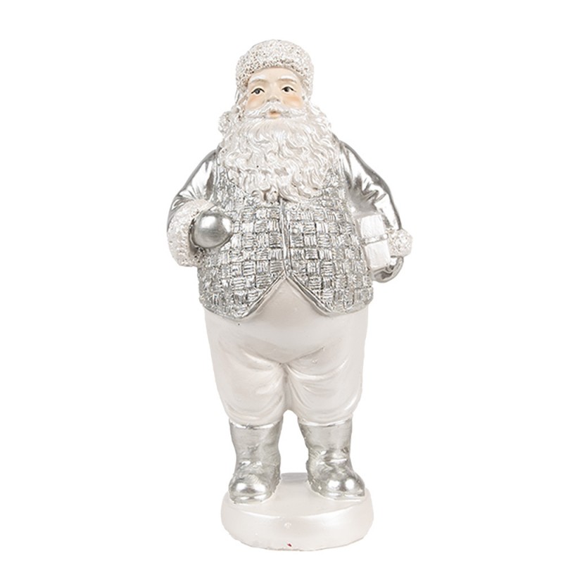 6PR4303 Christmas Decoration Figurine Santa Claus 16 cm Silver colored Plastic