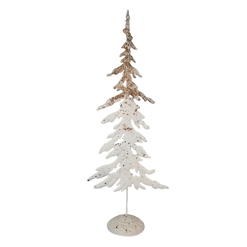 6Y5630 Decoratie Beeld Kerstboom 45 cm Wit Bruin IJzer