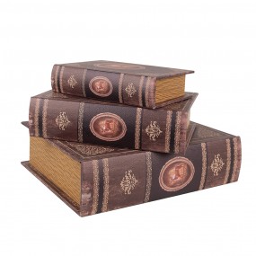 265691 Opbergdoos Set van 3 Boeken 27/22/17 cm Bruin Hout