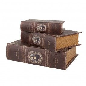 265693 Storage Box Set of 3 Books 27/22/17 cm Brown Wood