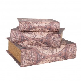 265695 Boîte de rangement set de 3 Livres 27/22/17 cm Marron Bois