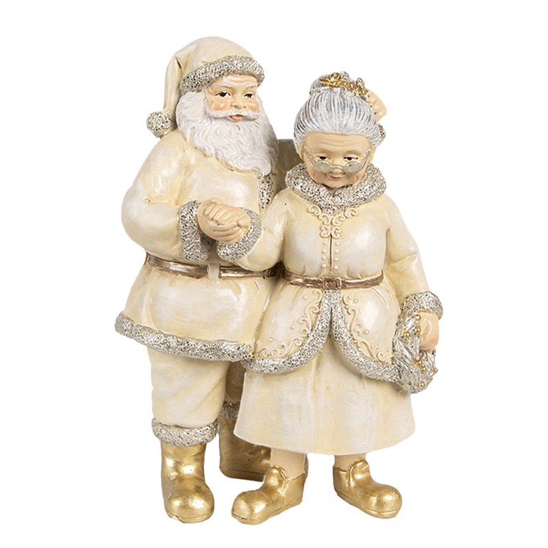 6PR4166 Christmas Decoration Figurine Santa Claus 11x8x16 cm Beige Plastic