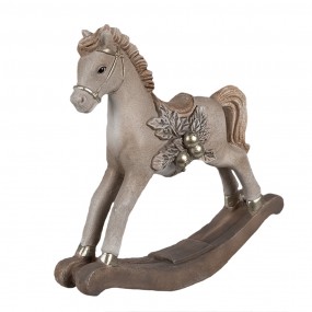 26PR4170 Figurine décorative Cheval à bascule 17x5x16 cm Beige Plastique Décoration de Noël