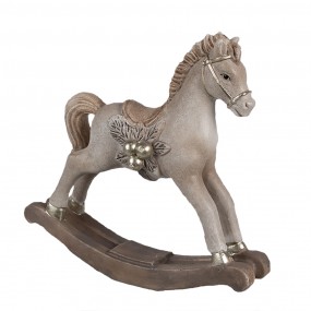 26PR4170 Figurine décorative Cheval à bascule 17x5x16 cm Beige Plastique Décoration de Noël